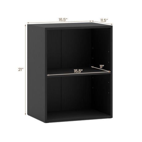 Juego de 2 estanterías de 2 cubos, librerías abiertas de pie con estante ajustable de 5 posiciones