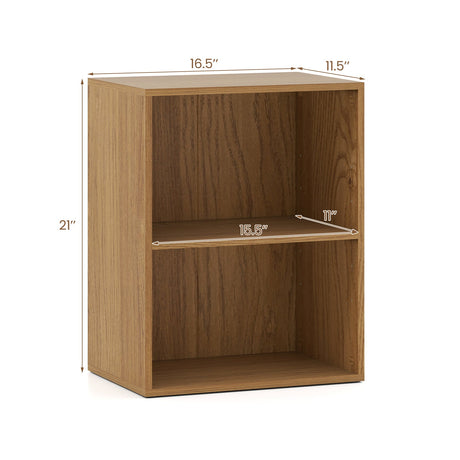 Juego de 2 estanterías de 2 cubos, librerías abiertas de pie con estante ajustable de 5 posiciones
