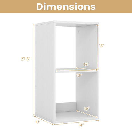 Estantería de 2 cubos con riel de protección trasero para sala de estar o dormitorio