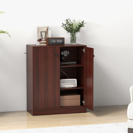 Gabinete moderno de almacenamiento de pie de 2 puertas con estante de 3 niveles