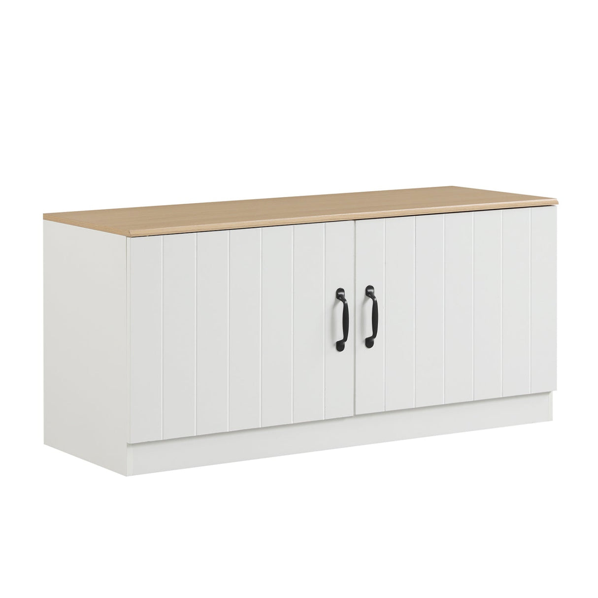 Banco de zapatos de 2 puertas, gabinete de almacenamiento de zapatos con estantes ajustables