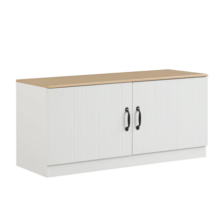 Banco de zapatos de 2 puertas, gabinete de almacenamiento de zapatos con estantes ajustables
