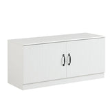 Banco de zapatos de 2 puertas, gabinete de almacenamiento de zapatos con estantes ajustables