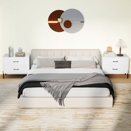 Cómoda de 2 cajones Mesita de noche moderna de madera Juego de 2 - Blanco
