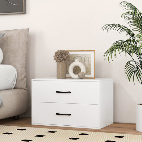 Cómoda de Almacenamiento Horizontal Apilable de 2 Cajones con Asas