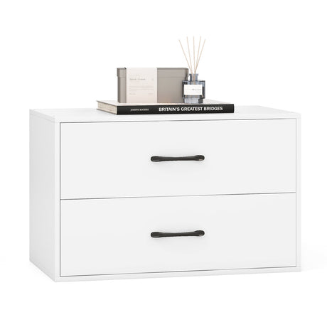 Cómoda de Almacenamiento Horizontal Apilable de 2 Cajones con Asas