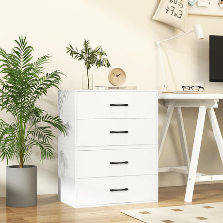 Cómoda de Almacenamiento Horizontal Apilable de 2 Cajones con Asas