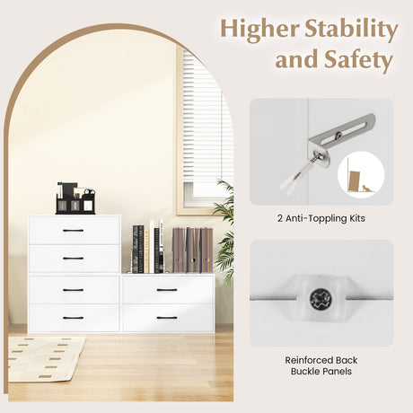 Cómoda de Almacenamiento Horizontal Apilable de 2 Cajones con Asas