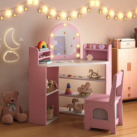 Juego de tocador 2 en 1 para niños pequeños de 3+ años con luces
