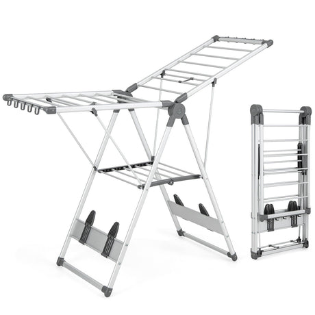 Tendedero plegable de 2 capas con altura ajustable en 5 niveles