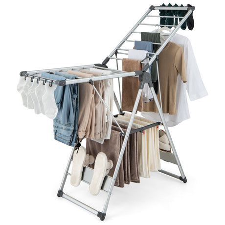 Tendedero plegable de 2 capas con altura ajustable en 5 niveles