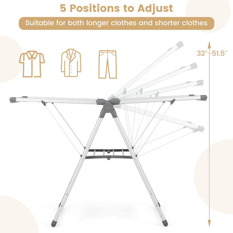 Tendedero plegable de 2 capas con altura ajustable en 5 niveles