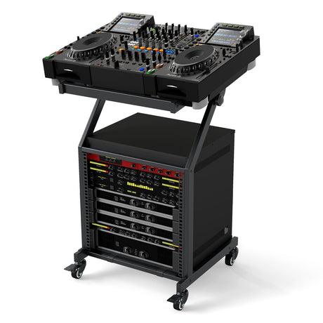 Rack de audio profesional de 2 capas para montaje con barras transversales ajustables