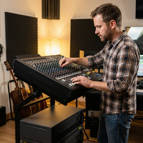 Rack de audio profesional de 2 capas para montaje con barras transversales ajustables