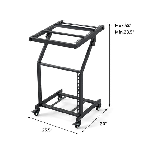 Rack de audio profesional de 2 capas para montaje con barras transversales ajustables