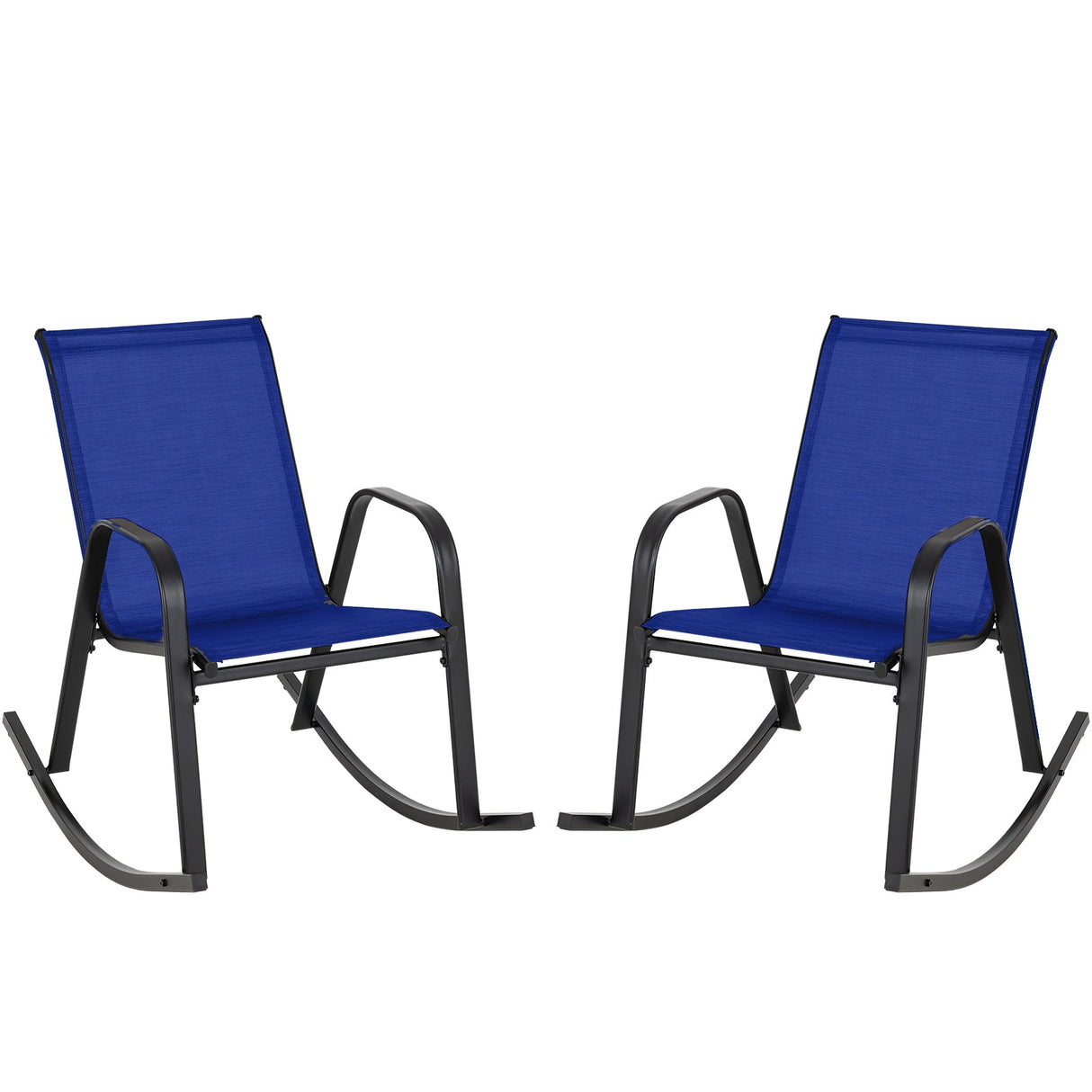 Set of 2 Metal Patio Rocking Chair with Breathable Seat Fabric