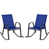 Set of 2 Metal Patio Rocking Chair with Breathable Seat Fabric