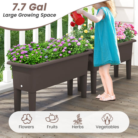 2 jardineras elevadas con autorriego, patas desmontables y orificio de drenaje