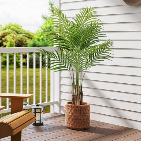 Paquete de 2 palmeras artificiales de 1.28 metros de altura, grandes árboles falsos en maceta - Verde