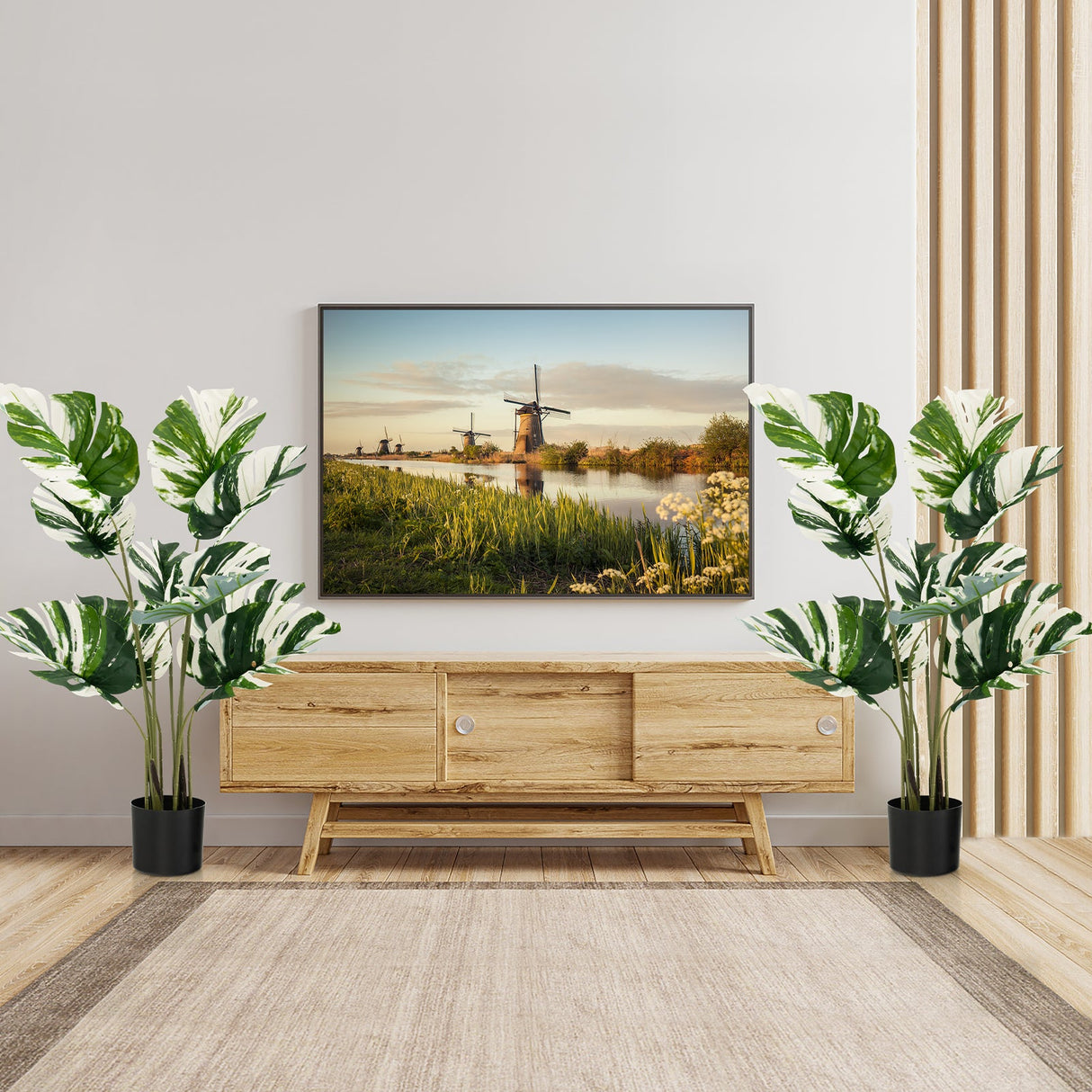 2 Pack 4 Feet Artificial Monstera Deliciosa Plants for Home Office