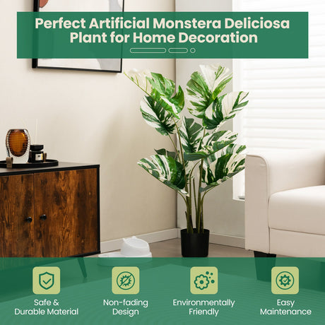 2 unidades de plantas artificiales Monstera Deliciosa de 1,2 metros para casa u oficina