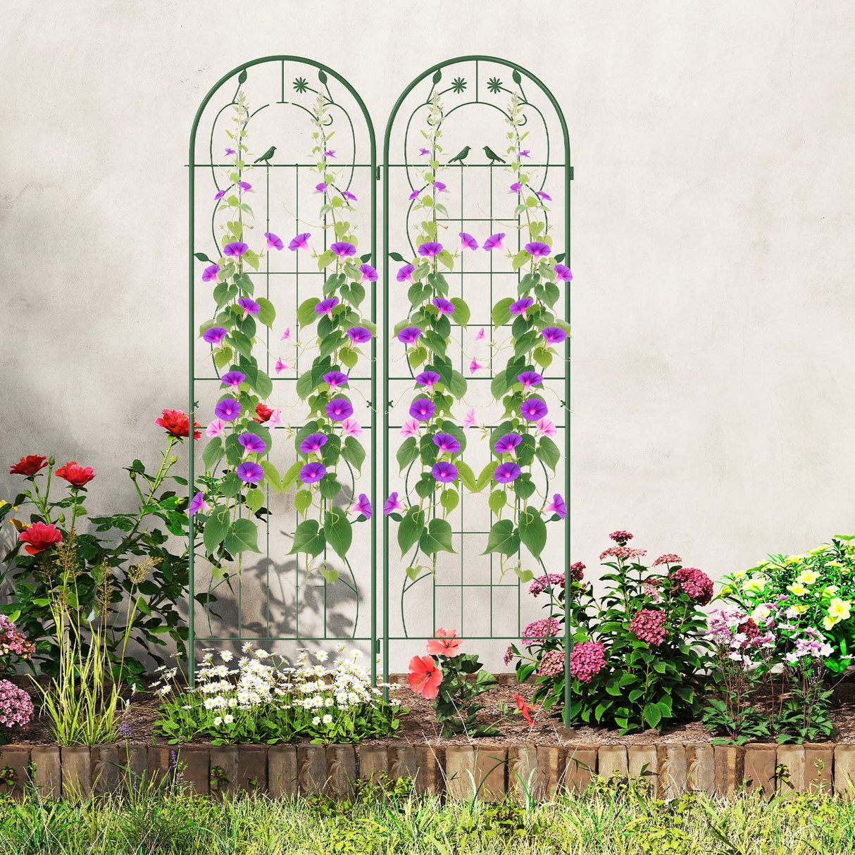 Paquete de 2 celosías de metal de 71 x 20 pulgadas, soportes inoxidables para plantas trepadoras para jardín