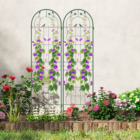 Paquete de 2 celosías de metal de 71 x 20 pulgadas, soportes inoxidables para plantas trepadoras para jardín