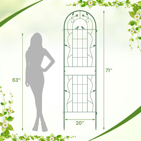 Paquete de 2 celosías de metal de 71 x 20 pulgadas, soportes inoxidables para plantas trepadoras para jardín
