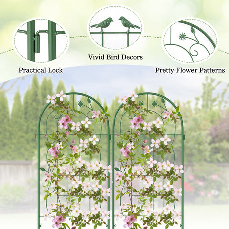 Paquete de 2 celosías de metal de 71 x 20 pulgadas, soportes inoxidables para plantas trepadoras para jardín