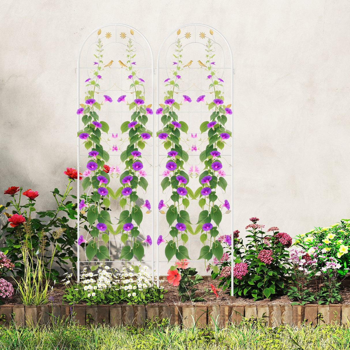 Paquete de 2 celosías de metal de 71 x 20 pulgadas, soportes inoxidables para plantas trepadoras para jardín