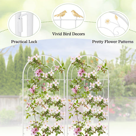 Paquete de 2 celosías de metal de 71 x 20 pulgadas, soportes inoxidables para plantas trepadoras para jardín