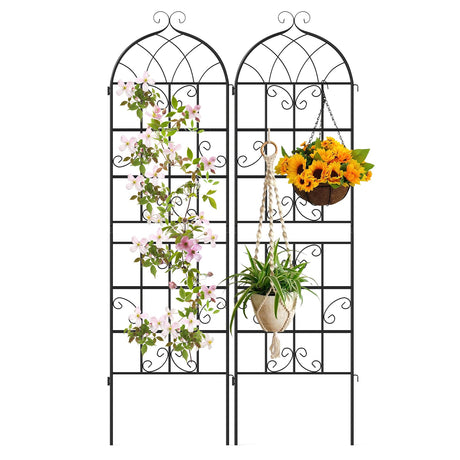 Paquete de 2 celosías metálicas para jardín de 180 x 50 cm para plantas trepadoras de exterior