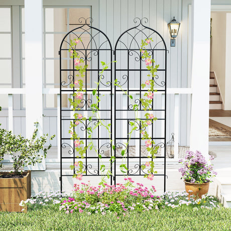 Paquete de 2 celosías metálicas para jardín de 180 x 50 cm para plantas trepadoras de exterior
