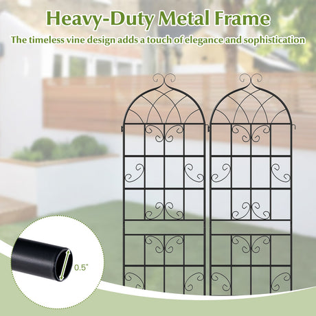 Paquete de 2 celosías metálicas para jardín de 180 x 50 cm para plantas trepadoras de exterior