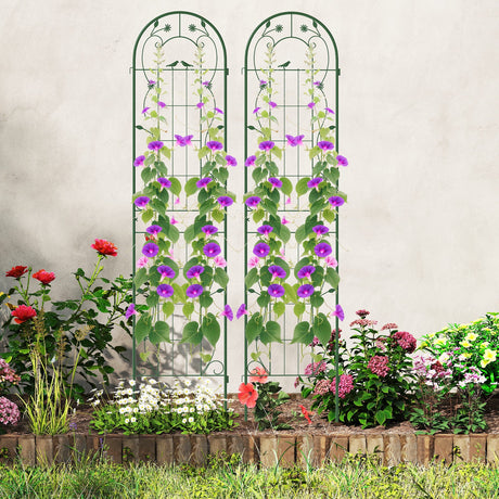 Paquete de 2 celosías de metal para jardín de 86,5 x 20 pulgadas para plantas trepadoras