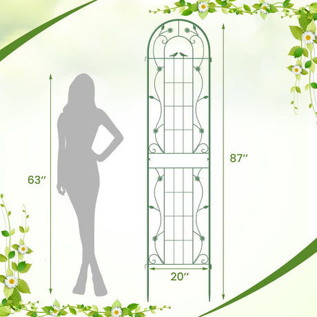 Paquete de 2 celosías de metal para jardín de 86,5 x 20 pulgadas para plantas trepadoras