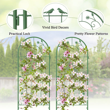 Paquete de 2 celosías de metal para jardín de 86,5 x 20 pulgadas para plantas trepadoras