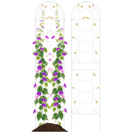 Paquete de 2 celosías de metal para jardín de 86,5 x 20 pulgadas para plantas trepadoras