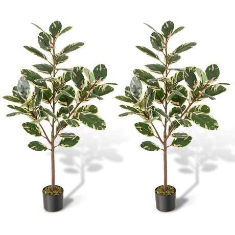 Paquete de 2 plantas artificiales Ave del Paraíso de 1.3 m de alto, hojas de plátano falsas - Verdes
