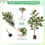 2 Pack 4.3 Feet Tall Artificial Bird of Paradise Plant Fake Banana Leaf-Green