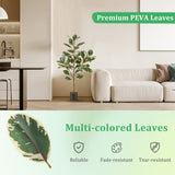 2 Pack 4.3 Feet Tall Artificial Bird of Paradise Plant Fake Banana Leaf-Green