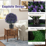 2 Pack Artificial Lavender Topiary Ball Tree Faux Shrub Bushes with Flowers-Purple