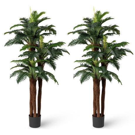 Paquete de 2 palmeras artificiales de 1,92 m de alto con hojas ajustables