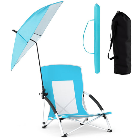 Sillas de playa con sombrilla para adultos (paquete de 2) con sombrilla ajustable
