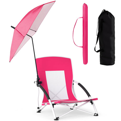 Sillas de playa con sombrilla para adultos (paquete de 2) con sombrilla ajustable