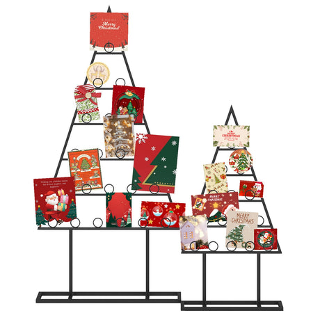 Paquete de 2 portafotos para árbol de Navidad con 36 clips redondos y soporte metálico para colgar - Negro