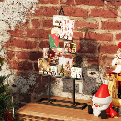 Paquete de 2 portafotos para árbol de Navidad con 36 clips redondos y soporte metálico para colgar - Negro
