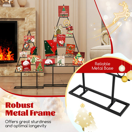 Paquete de 2 portafotos para árbol de Navidad con 36 clips redondos y soporte metálico para colgar - Negro