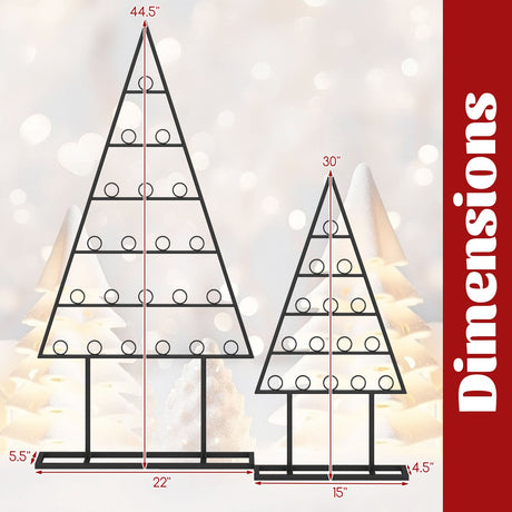Paquete de 2 portafotos para árbol de Navidad con 36 clips redondos y soporte metálico para colgar - Negro
