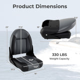 2-Pack Folding High Back Boat Chairs with Sponge Padding and Fixing Bolts-Black